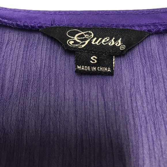 Guess Womens Purple Modele Sheer Blouse Size Small - Picture 2 of 7